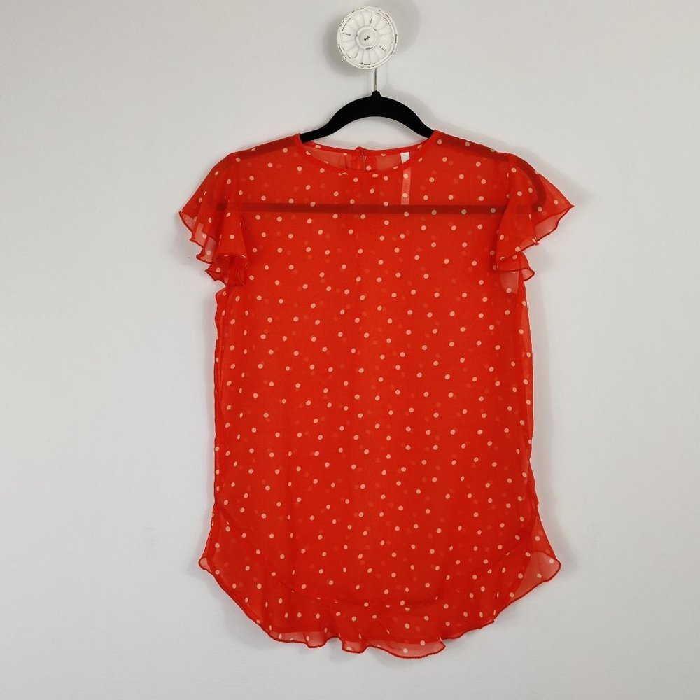 Lara Karen Red White Polka Dot Sleeveless Blouse M